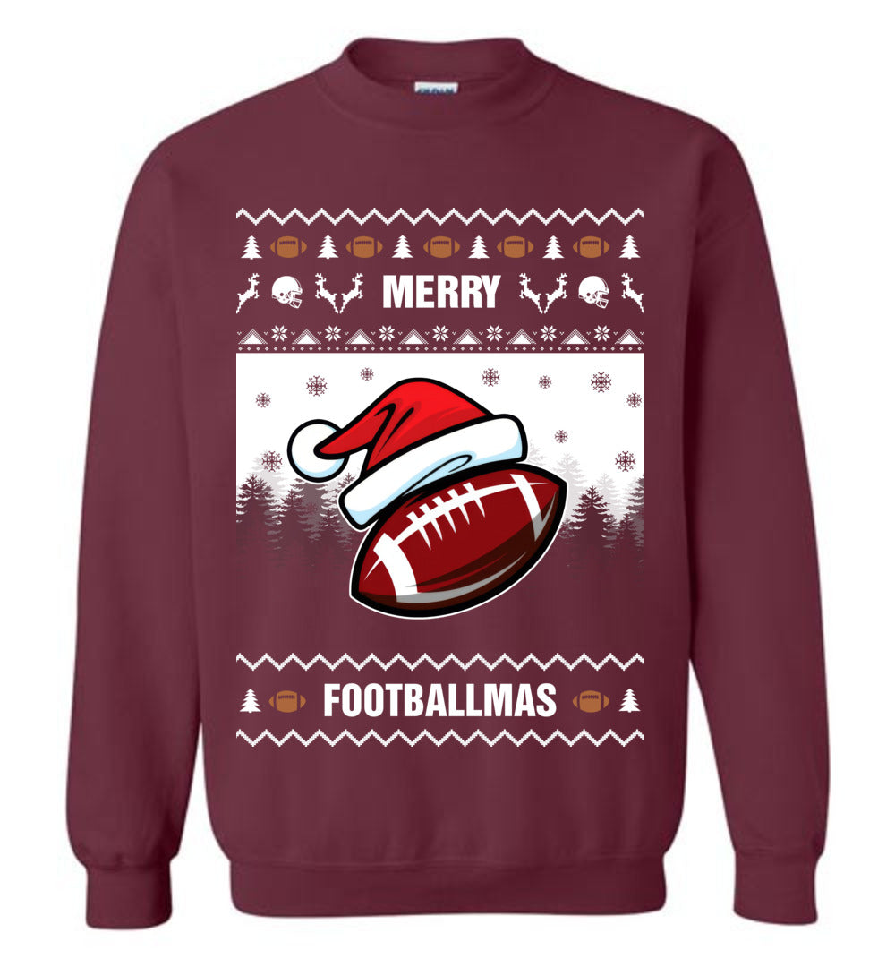 Merry Footballmas For Team Ugly Christmas Sweater Mens - Funny Ugly Christmas Sweater