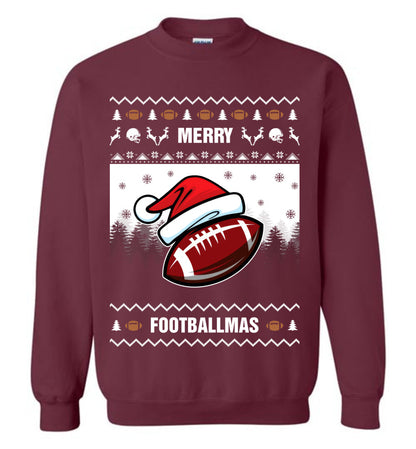 Merry Footballmas For Team Ugly Christmas Sweater Mens - Funny Ugly Christmas Sweater