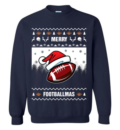 Merry Footballmas For Team Ugly Christmas Sweater Mens - Funny Ugly Christmas Sweater