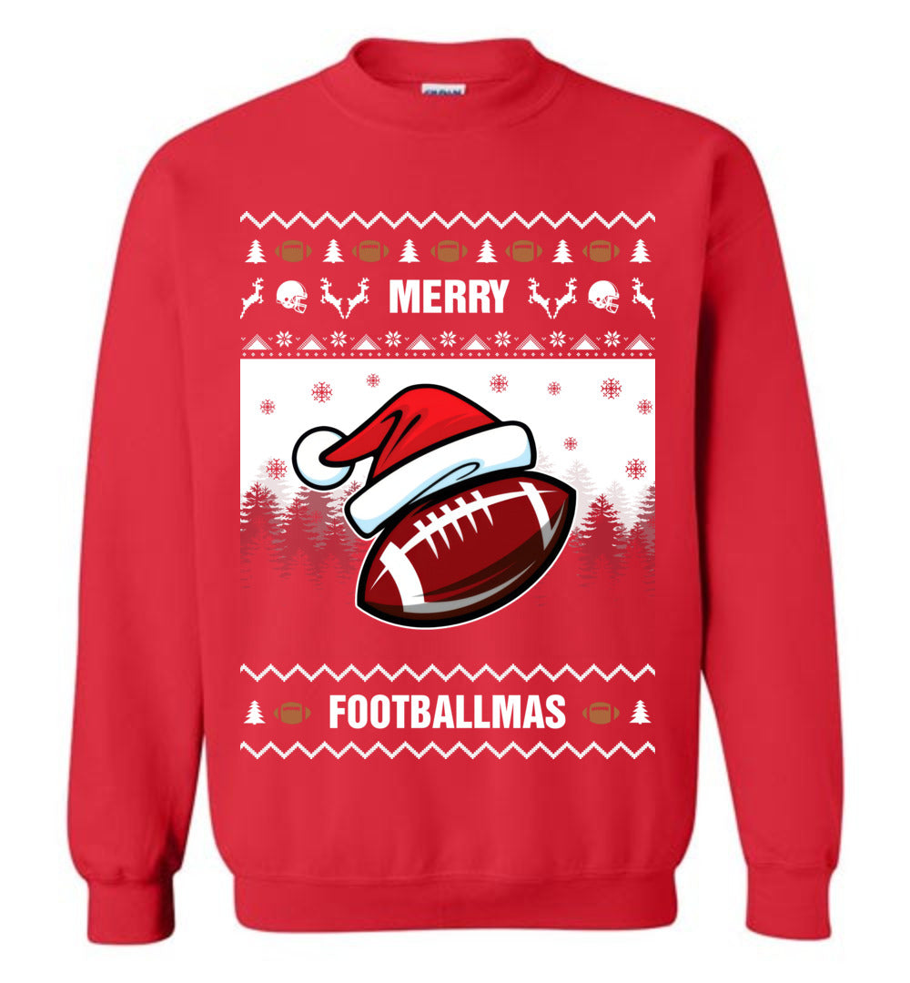 Merry Footballmas For Team Ugly Christmas Sweater Mens - Funny Ugly Christmas Sweater