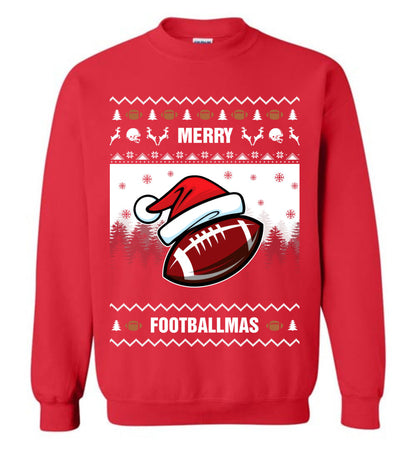 Merry Footballmas For Team Ugly Christmas Sweater Mens - Funny Ugly Christmas Sweater
