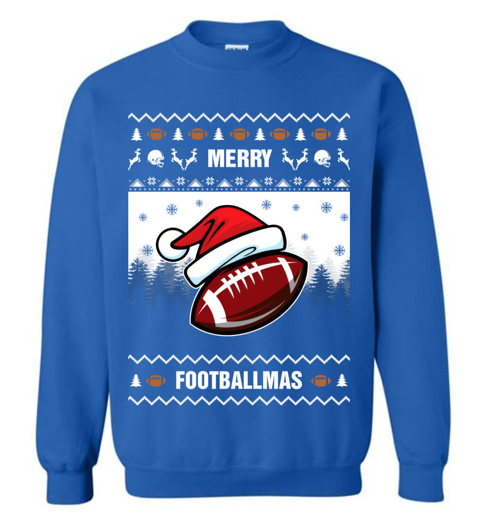 Merry Footballmas For Team Ugly Christmas Sweater Mens - Funny Ugly Christmas Sweater