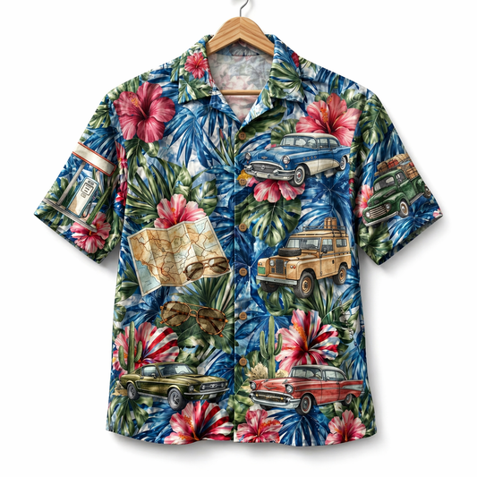 Road Trip Car America 4th July 250 Years Anniversary Premium Unisex Hawaiian Shirt For Men and Women