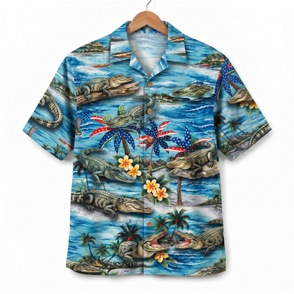 Alligator America 4th July 250 Years Anniversary Premium Unisex Hawaiian Shirt For Men and Women