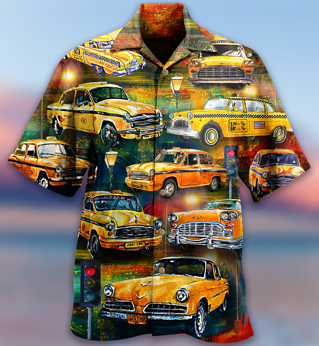 Car Yellow Vintage Style - Hawaiian Shirt 