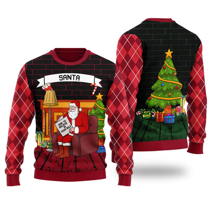 Funny Believe in Yourself Santa Ugly Christmas Sweater Cardinal Red