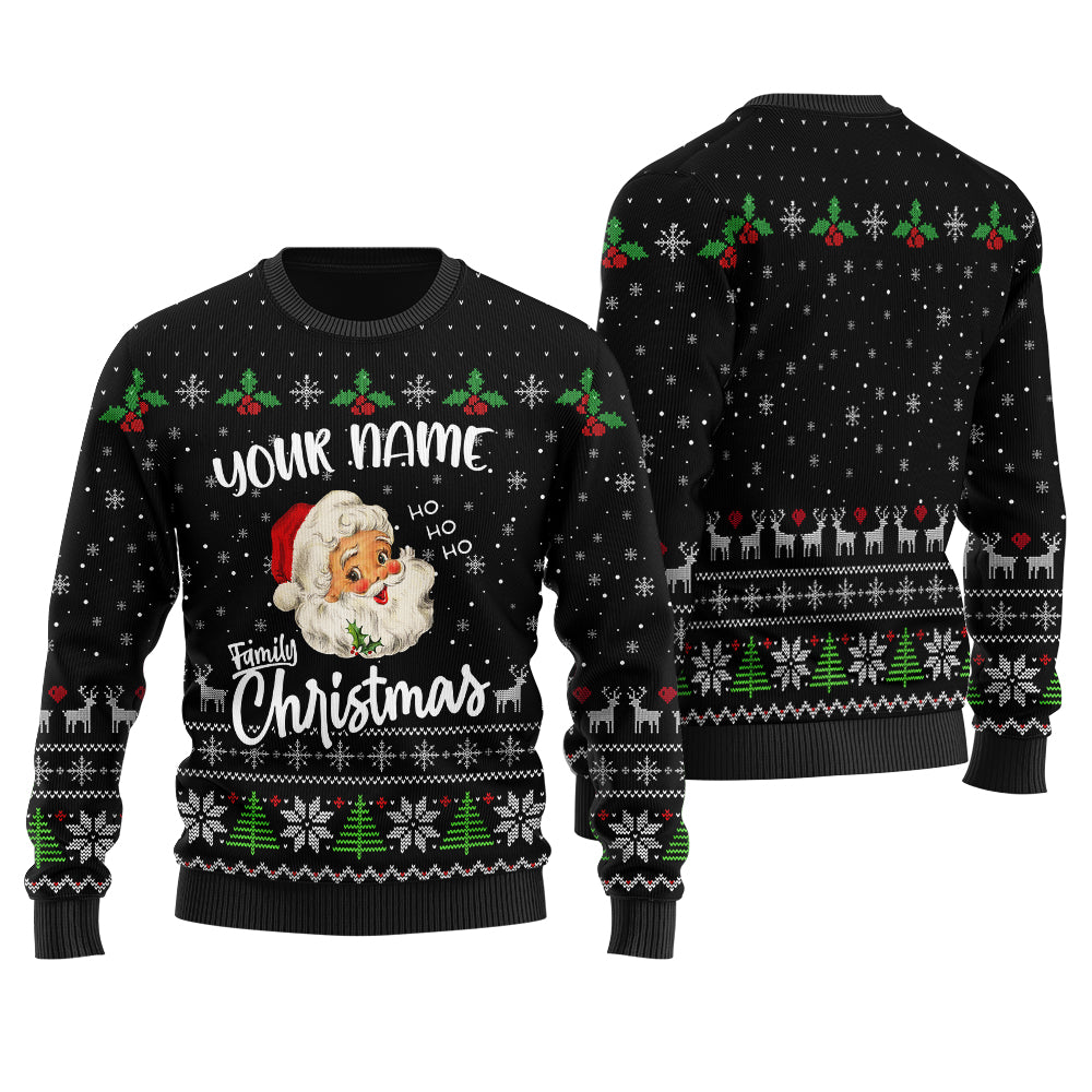 Custom Matching Family Christmas Sweater Black - Funny Ugly Christmas Sweater