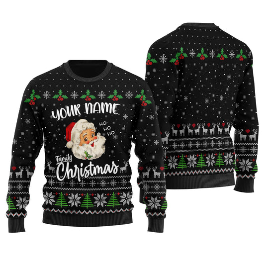 Custom Matching Family Christmas Sweater Black - Funny Ugly Christmas Sweater