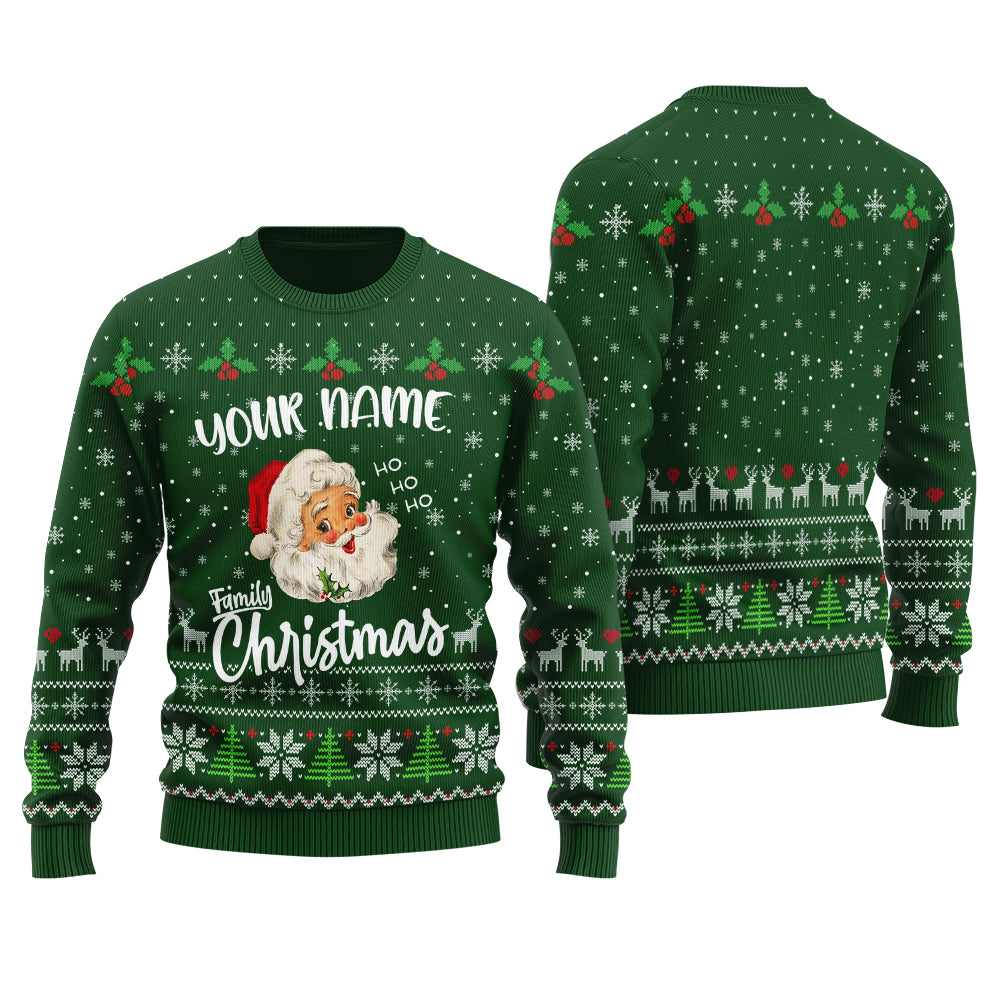 Custom Matching Family Christmas Sweater Forest Green - Funny Ugly Christmas Sweater