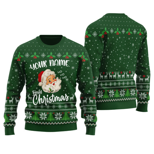 Custom Matching Family Christmas Sweater Forest Green - Funny Ugly Christmas Sweater