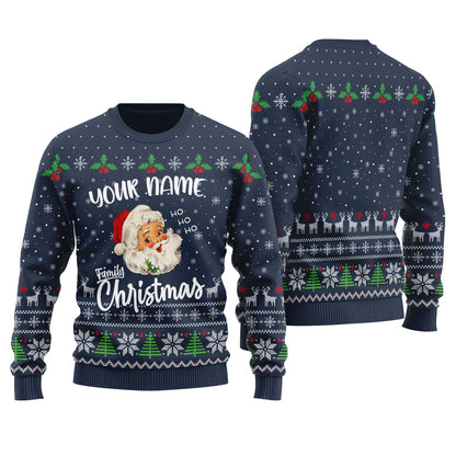 Custom Matching Family Christmas Sweater Navy - Funny Ugly Christmas Sweater