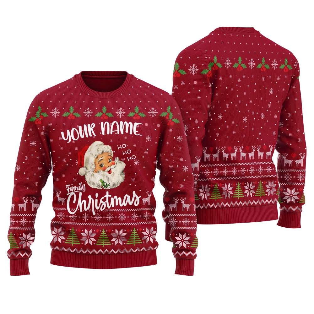 Custom Matching Family Christmas Sweater Cardinal Red - Funny Ugly Christmas Sweater