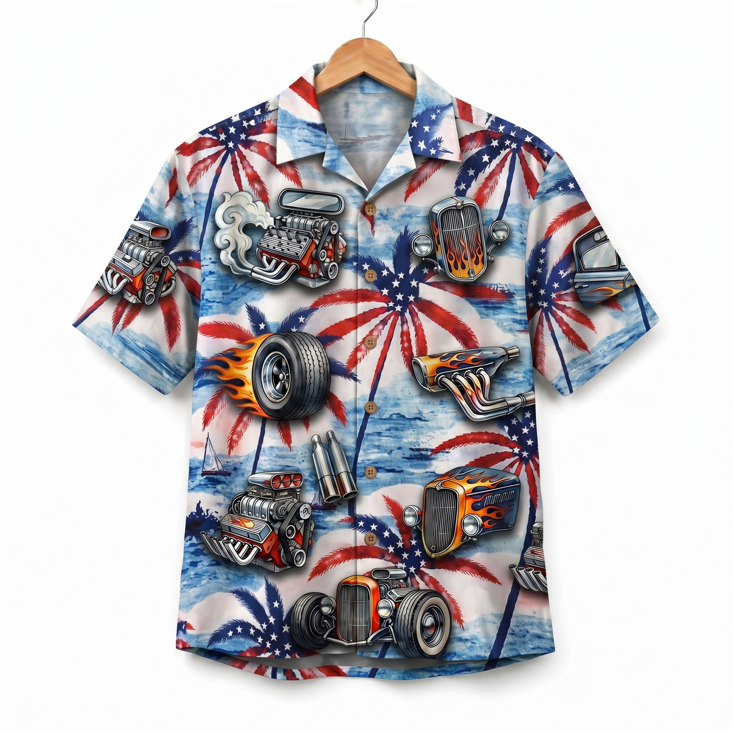 Hot Rod America 4th July 250 Years Anniversary Premium Unisex Hawaiian Shirt For Men and Women