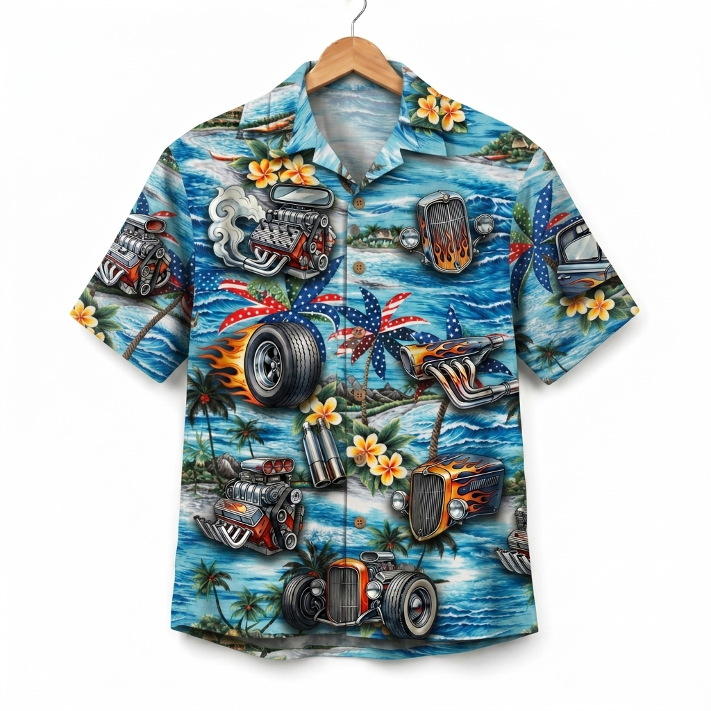 Hot Rod America 4th July 250 Years Anniversary Premium Unisex Hawaiian Shirt For Men and Women