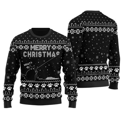 Black Cat Ugly Christmas Sweater Mens