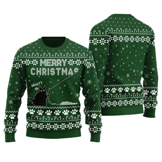 Black Cat Ugly Christmas Sweater Mens