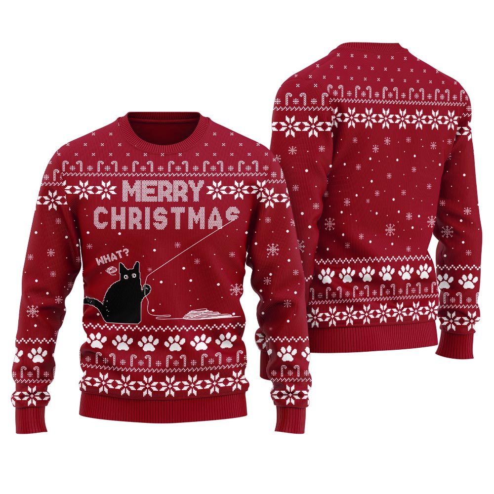 Naughty Black Cat Womens Ugly Sweater