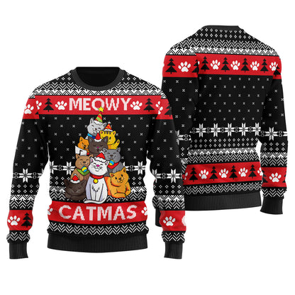 Mens Meowy Christmas Ugly Sweater