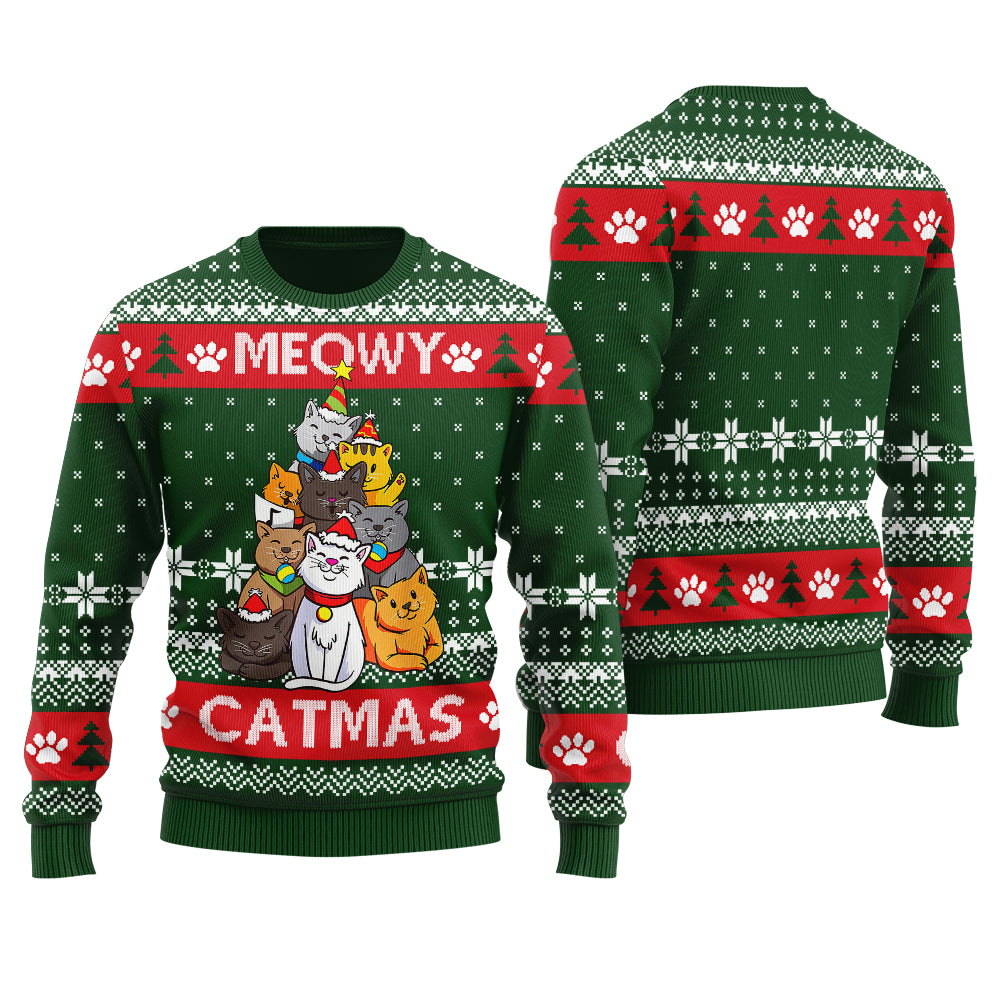 Mens Meowy Christmas Ugly Sweater