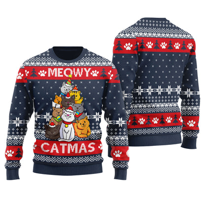 Mens Meowy Christmas Ugly Sweater