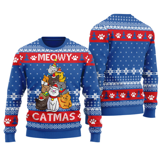 Mens Meowy Christmas Ugly Sweater