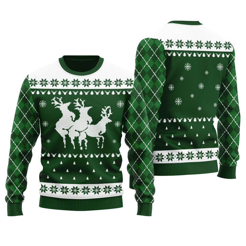 Forest Green Inappropriate Reindeer Women's Ugly Sweater