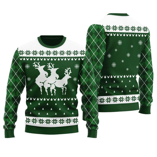 Forest Green Inappropriate Reindeer Women's Ugly Sweater