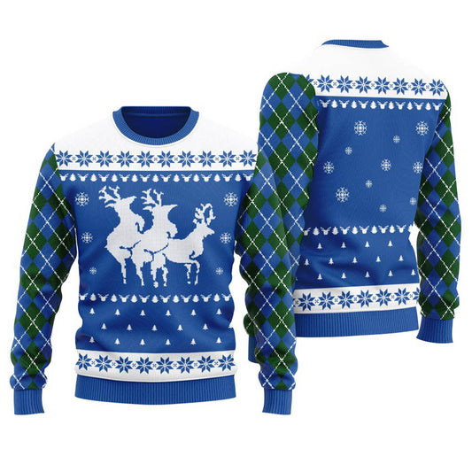 Naughty Reindeer Women's Ugly Christmas Sweater Royal