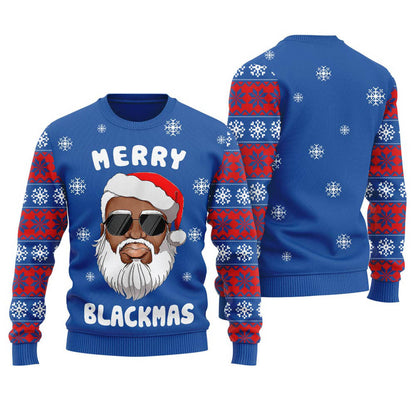 Nice Black Santa Ugly Sweater Womens Christmas Royal