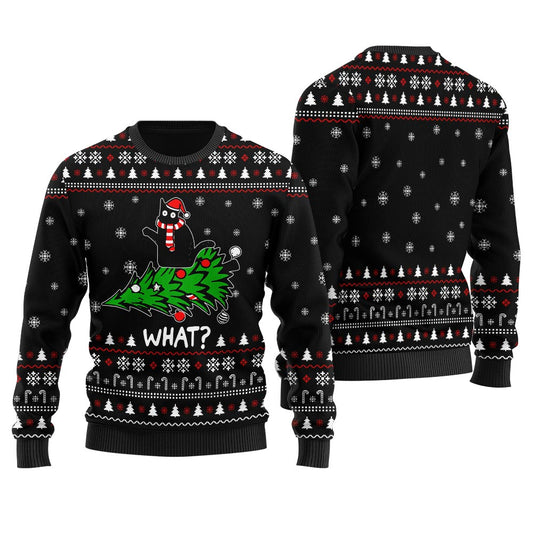 Lovely Black Cat Women's Ugly Sweater Black