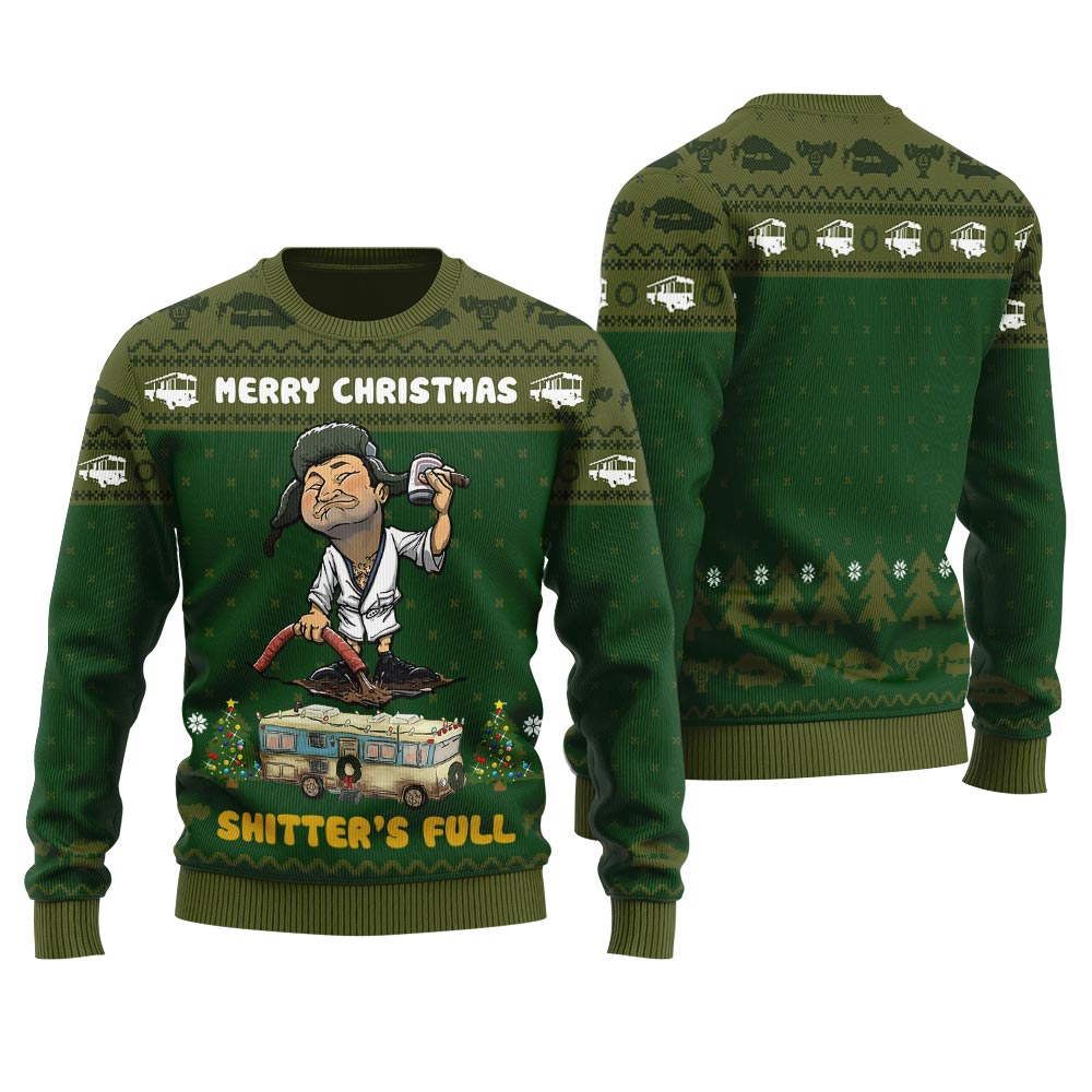 Cool Shitters Full Ugly Christmas Sweater Forest Green