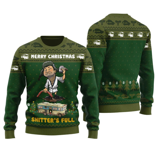 Cool Shitters Full Ugly Christmas Sweater Forest Green