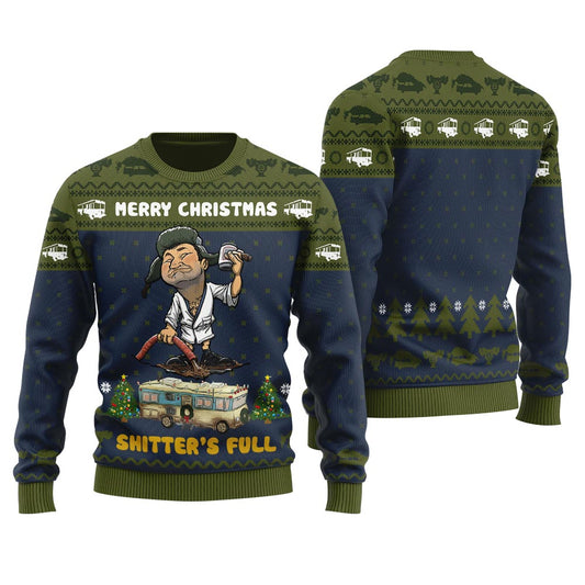 Inappropriate Shitters Full Christmas Sweater Navy