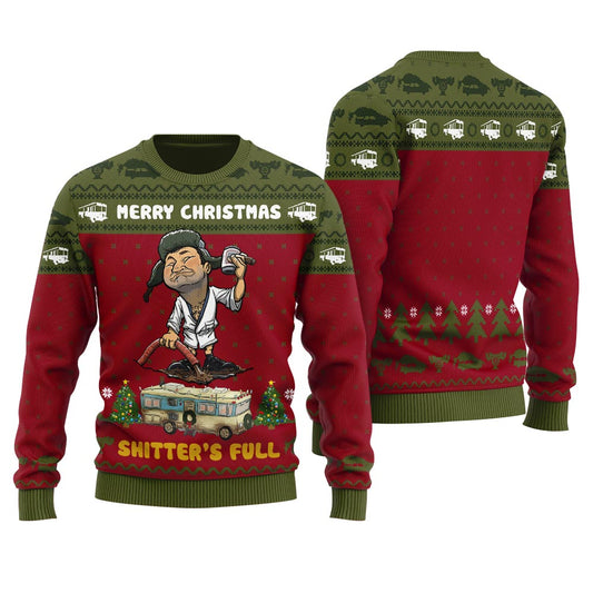 Hilarious Shitters Full Ugly Christmas Sweater Cardinal Red