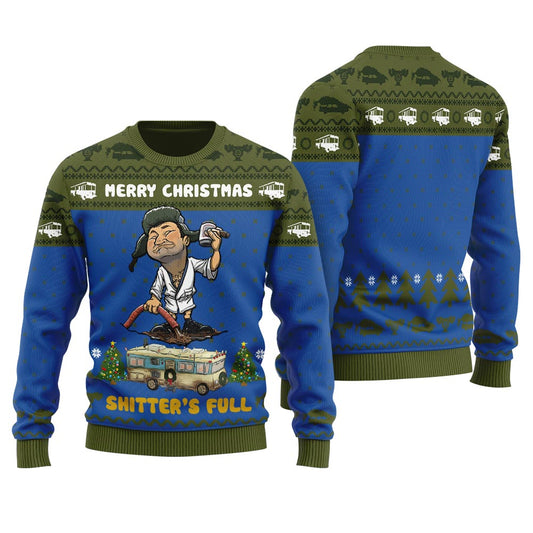 Funny Shitters Full Mens Ugly Sweater Royal