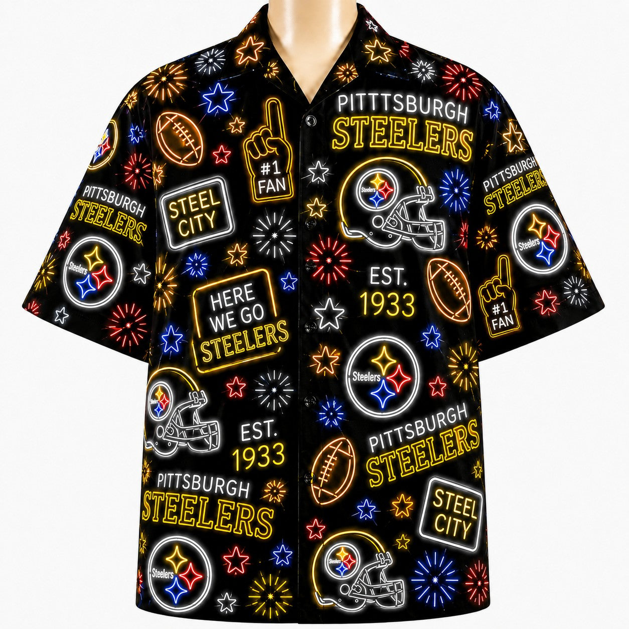 All Football Teams Neon Vibe Summer Button-Up Unisex Hawaiian Shirt For Men and Women
