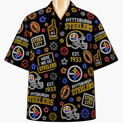 All Football Teams Neon Vibe Summer Button-Up Unisex Hawaiian Shirt For Men and Women