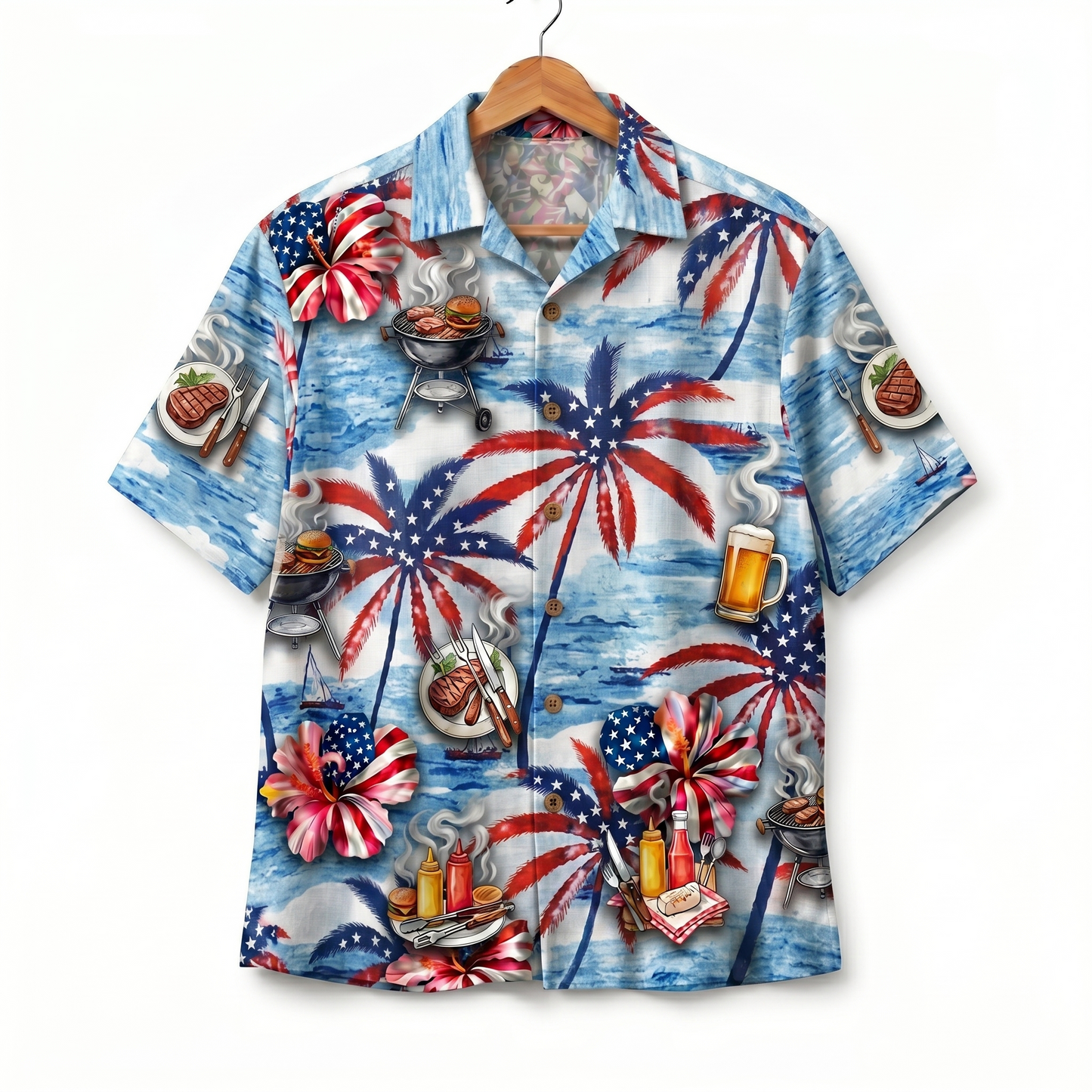 Backyard BBQ America 4th July 250 Years Anniversary Premium Unisex Hawaiian Shirt For Men and Women