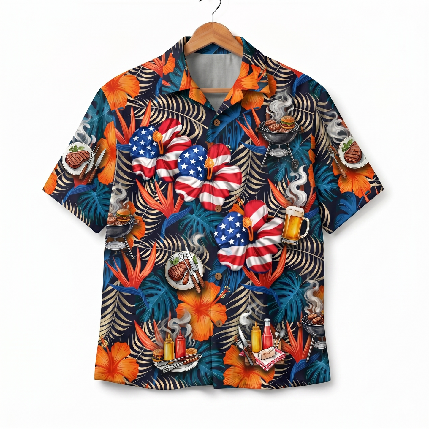 Backyard BBQ America 4th July 250 Years Anniversary Premium Unisex Hawaiian Shirt For Men and Women