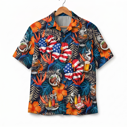 Backyard BBQ America 4th July 250 Years Anniversary Premium Unisex Hawaiian Shirt For Men and Women