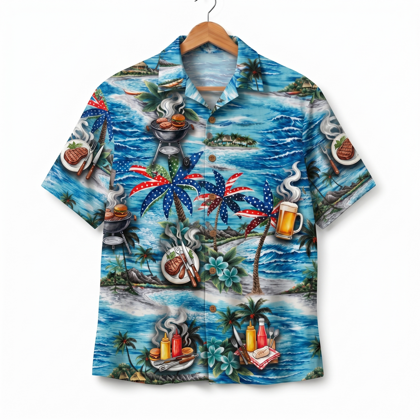 Backyard BBQ America 4th July 250 Years Anniversary Premium Unisex Hawaiian Shirt For Men and Women