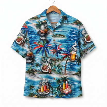 Backyard BBQ America 4th July 250 Years Anniversary Premium Unisex Hawaiian Shirt For Men and Women