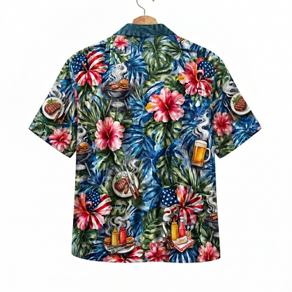 Backyard BBQ America 4th July 250 Years Anniversary Premium Unisex Hawaiian Shirt For Men and Women