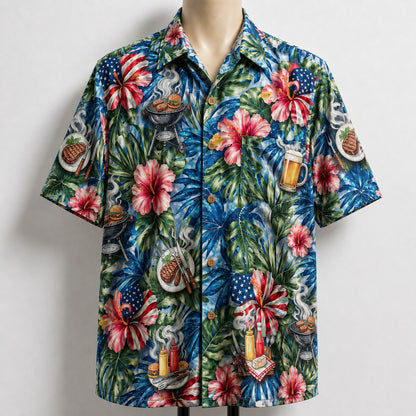 Backyard BBQ America 4th July 250 Years Anniversary Premium Unisex Hawaiian Shirt For Men and Women