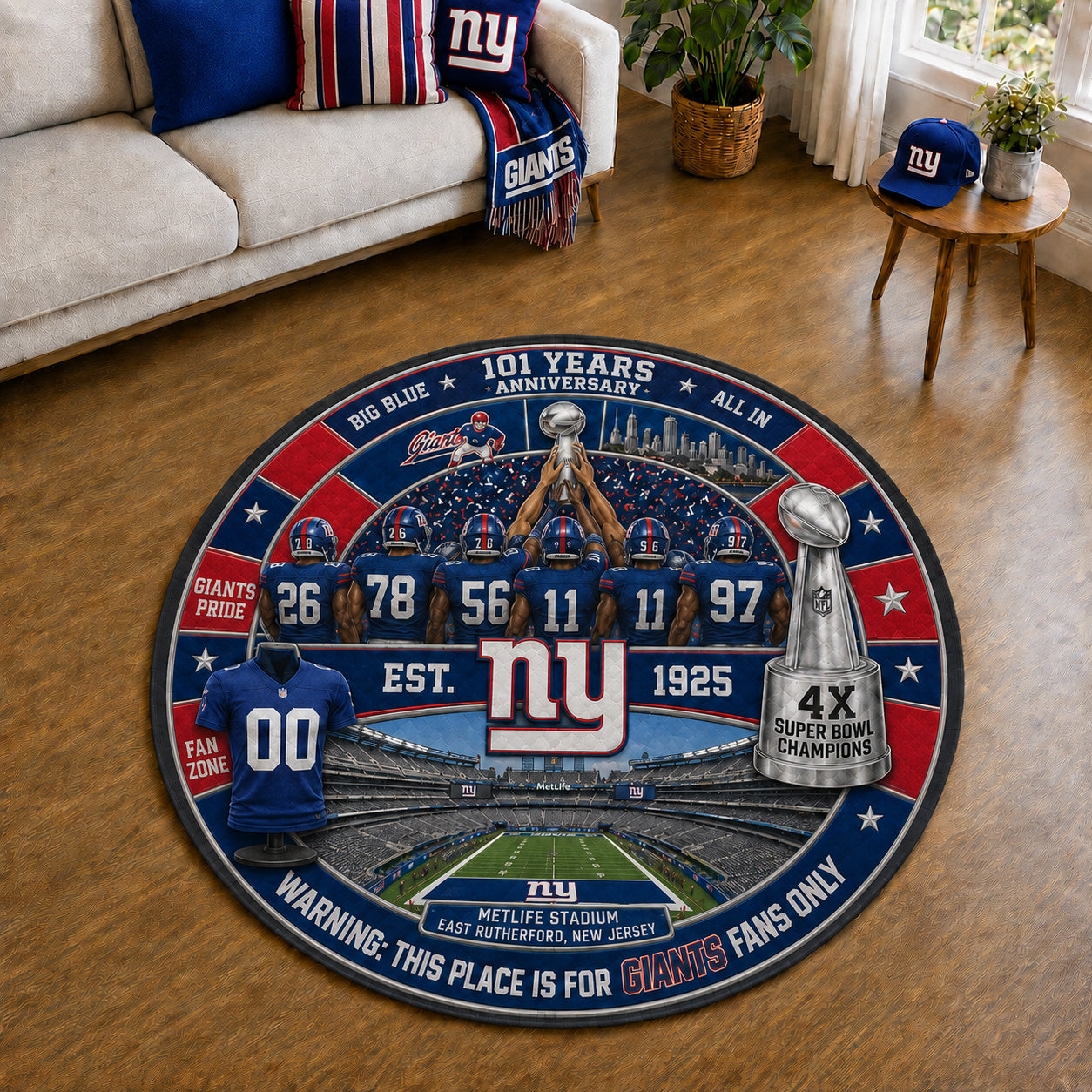 All Football Teams Custom Print Premium Round Mat Washable – Personalized Round Mat