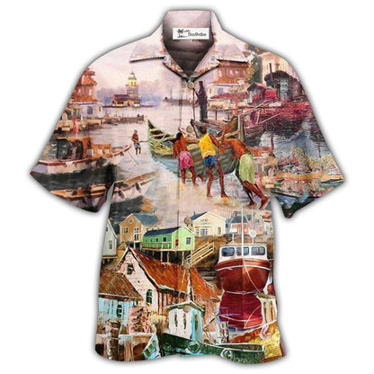 Hawaiian Shirt / Adults / S Harbor In The Busy Morning - Hawaiian Shirt 