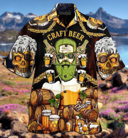 Beer Skull Craft Beer - Hawaiian Shirt 