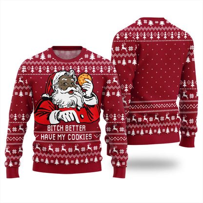 Funny Santa Has Cookies Ugly Christmas Sweater For Women