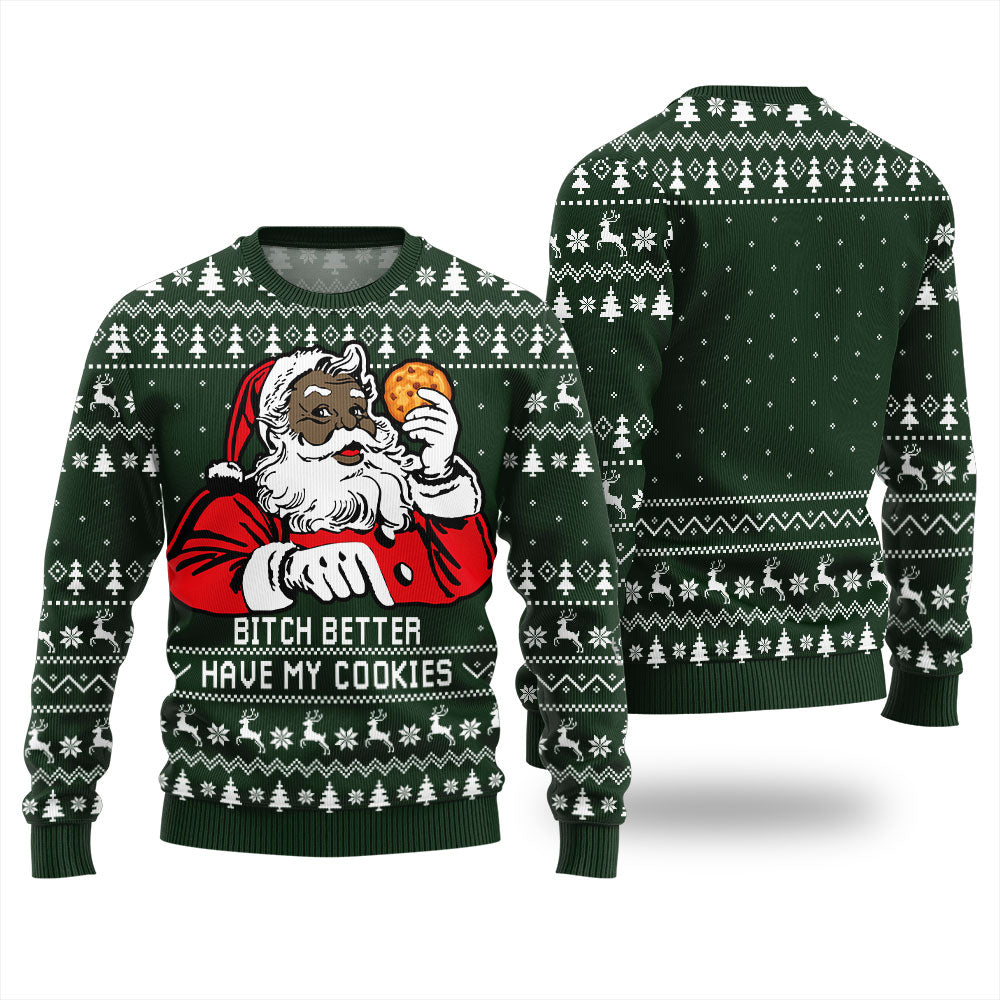 Funny Santa Has Cookies Ugly Christmas Sweater For Women