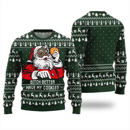 Funny Santa Has Cookies Ugly Christmas Sweater For Women